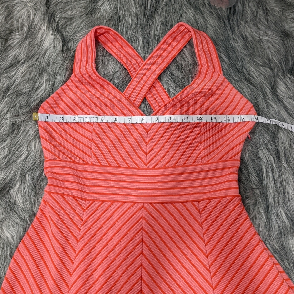 🧡SOLD💓Adrianna Papell pink/red striped dress - Picture 7 of 9
